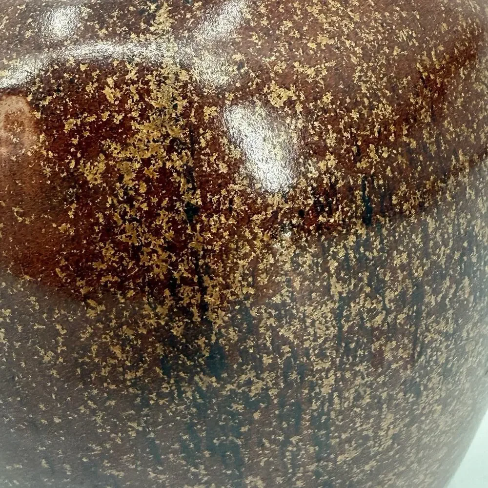 Decorative Vase Brown / Copper Speckled Glossy Glaze Handmade Unbranded